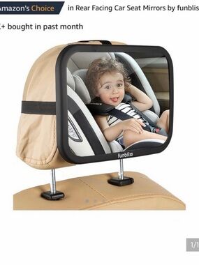 Bliss Beige and Black Car Backseat Baby Mirror - Headrest Mount
